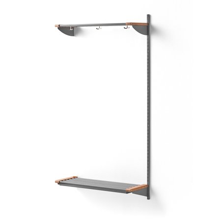 Wandgarderobenschrank JEPPE mit Hutablage, Anbauelement, 1790x900x310 mm, Alu/Eiche