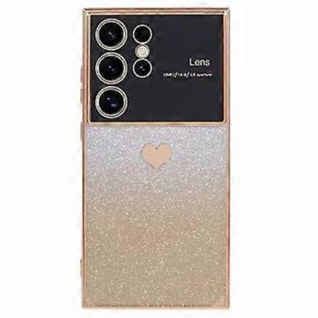 For Samsung Galaxy S24 Ultra Deksel Elektroplettert Kant Gradient Glitter Pulver TPU Telefondeksel (Gull)