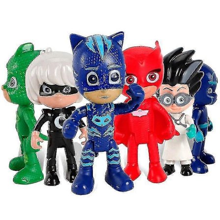 6-Dels Sett Pyjamasheltene Catboy Kappe Actionfigur Leketøy Gave til Barn