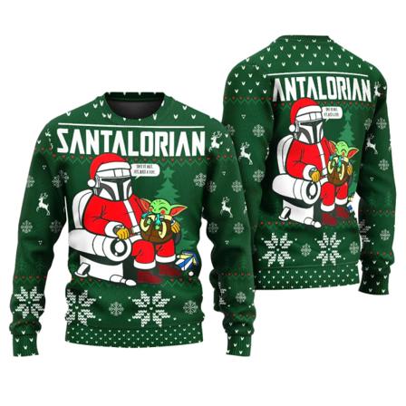 Mandalorialainen Santaloria ja Baby Yoda Ruma villapaita Star Wars Hyvää joulua Miesten neulepaita Syksy Talvi Naisten Neulepusero style 4 XL