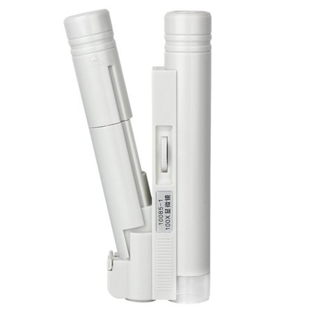 Handhållen 100X fickmikroskop smyckeslupp förstoringsglas med LED