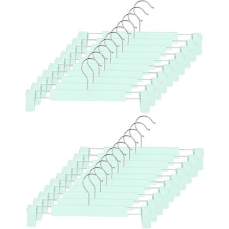 Pladsbesparende nederdelsbøjler med 360° drejelige kroge, justerbare klemmer, buksebøjler, tøjbøjler til jeans (20-pak, grøn)