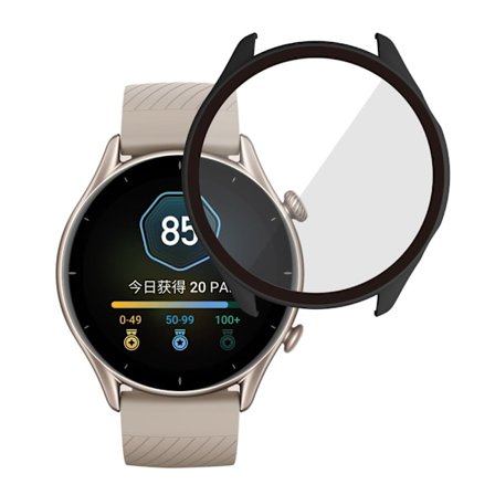 Amazfit GTR 3 / GTR 3 Pro hard cover + tempered glass screen protector - Black