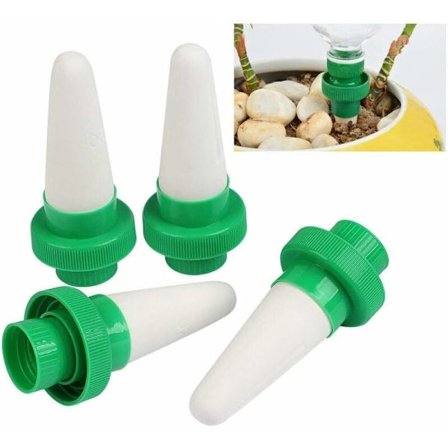 4 stk automatisk plantevanningsdispenser i keramikk med dryppvanning for hage, innendørs planter og blomster KLB