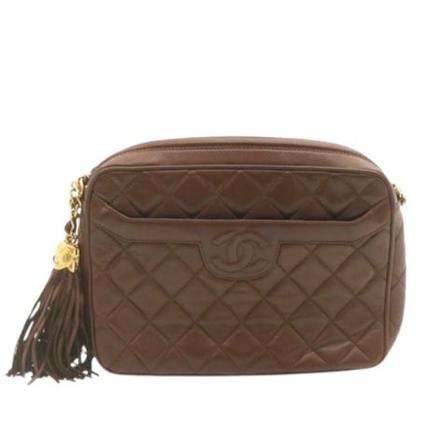 Chanel Vintage Pre-owned Leather Shoulder Tas , Bruin , Dames , Maat: ONE Size Vintage Tassen