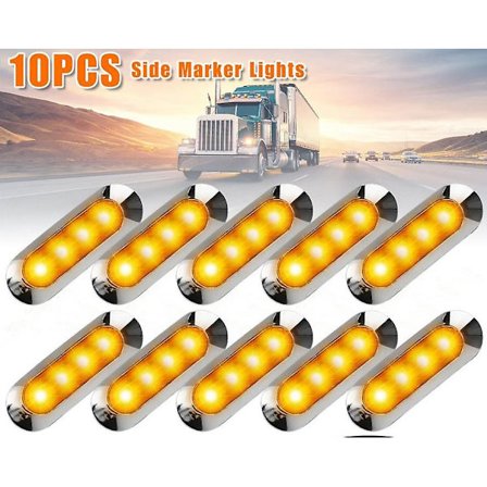 10 stk. 10v-30v 12v 24v 4 Led Krom Bilramme Led Sidemarkeringslys Baglygte Lampe Bil Bus Lastbil Gul