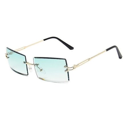 Vintage Brune Firkantede Solbriller Kvinder Luksus Mærke Små Rektangulære Solbriller Kvinde Gradient Spejl Rammeløse, Dobbelt Grøn