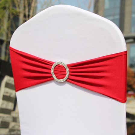 Elastisk stoltrekk med spenne, for bryllup, stol sløyfe laget av Lycra, polyester og spandex., Vinrød, 10 stk