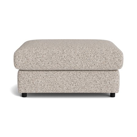 Oasis Pouf Hocker in Puente Hell Greige, moderner Polsterhocker mit meliertem Muster und Nozag-Federung für hohen Sitzkomfort, 44cm Höhe.