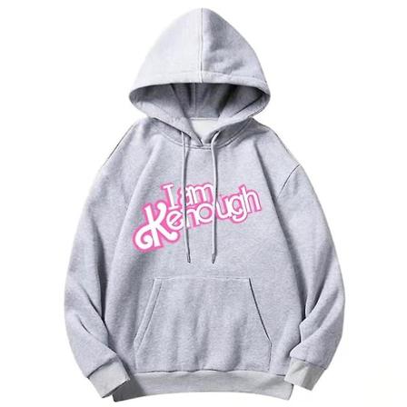 Vuxen Unisex Barbie I Am Kenough Tryckt Hoodies Herr Dam Långärmad Hoodie Casual Toppar grå grey M