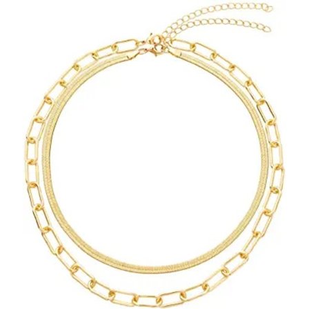 Linkad lagerhalsband i guld, lager på lager, kedja med gem, choker för kvinnor