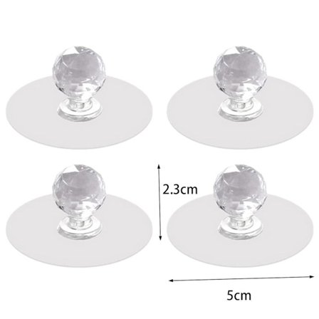 Transparent Rund Lådsknopp Självhäftande Diamant Handtag för