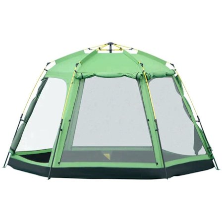 Rootz tält - 6 personers tält - pop up campingtält - campingtält - 2-vånings design ryggsäckstält - med 4 fönster 2 dörrar - grönt - 320 x 320 x 180 c
