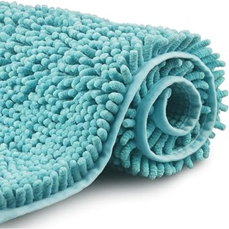 Skridsikker Shaggy Mikrofiber Chenille Bademåtte 35X60 cm, Maskinvaskbar Gulvmåtte med Blød Vandabsorberende Chenille Mikrofiber til Bad, Brusebad og 