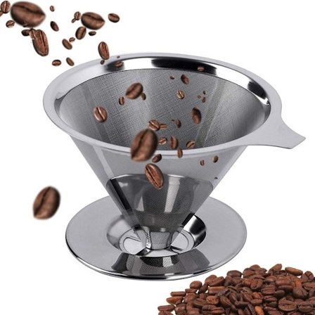 Gjenbrukbart kaffefilter for 6 kopper - permanent filter i rustfritt stål - rengjør etter bruk