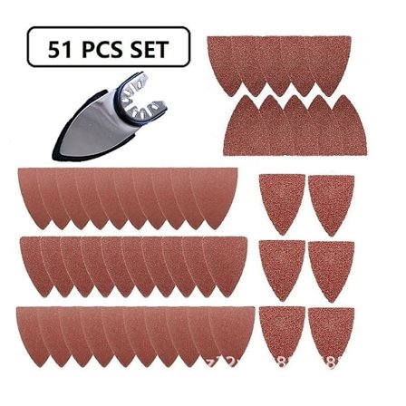 Slibe Trekanter, 50*35 Mm, Blandet Sæt (10 Hver X Korn 60/80/120/180/240), Slibeskive, Sandpapir, Rød