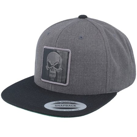Iconic - Grå snapback Caps - Skull Black Metallic Patch Charcoal/Black Snapback @ Hatstore