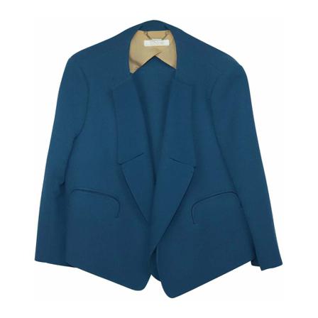 Chloé Pre-owned Pre-owned Cropped Blazer In Wool Crepe , Blauw , Dames , Maat: L