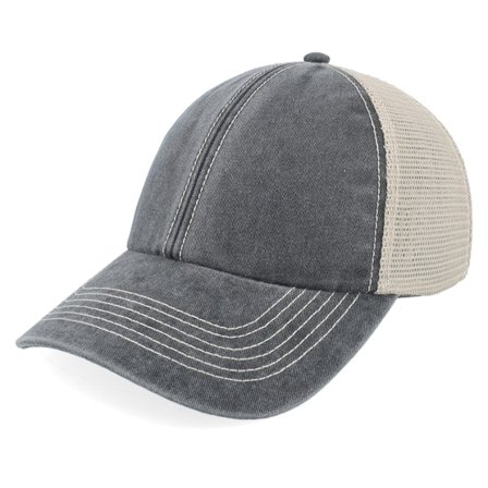 Beechfield - Preto trucker Boné - Blank Black/Stone Vintage Washed Trucker @ Hatstore