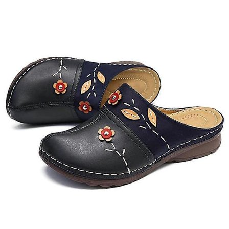 Dame Træsko Sandaler Damer Komfort Lukket Tå Kiler Hæle Platform Sko Blomster Hjemmesko