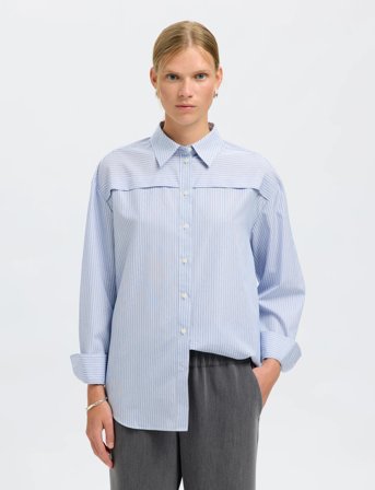 Selected Slfallison Oversize Ls Shirt B - Blue - 34