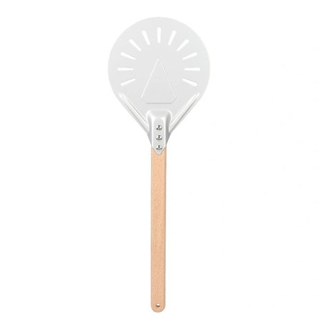 Rund pizzaspade med 41 cm aftageligt træhåndtag - skridsikker, skoldningssikker pizzatilberedningsværktøj (9 tommer)