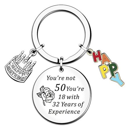 Födelsedagspresent Nyckelring 50-årsdagspresenter till mamma, du är inte 50 du är 18 med 32 års erfarenhet Nyckelringar för kvinnor Vänner 