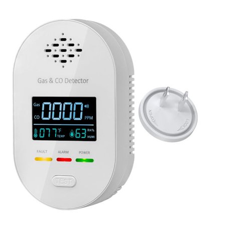 Hushållssäkerhetsenhet som detekterar gas-, CO-läckor, temperatur- och fuktighetsförändringar