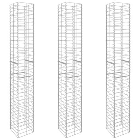 Vidaxl Gabionkorgar 3 St Galvaniserat Stål 25x25x197 Cm Silver