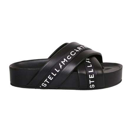 Stella McCartney Logo tape platform Sandaler Sort, Dame Sandaler, Størrelse: 39 EU