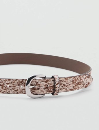 Mango Leather Fur Belt - Multi/patterned - M