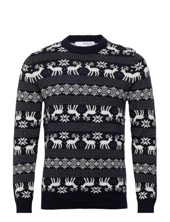 Slhdeer Ls Knit Crew Neck W Black Selected Homme