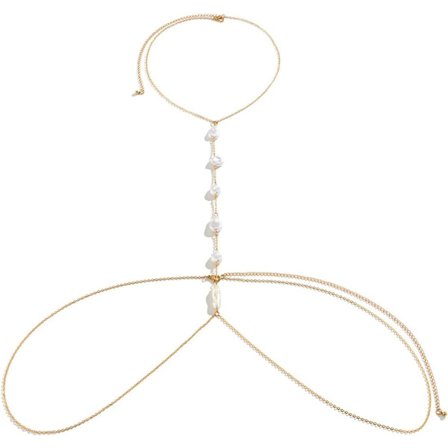 Seashell Brystkæde Kropskæde Smykker til Kvinder 14K Guld Shell Strand Bikini BH Kæder Tilbehør til Kvinder og Piger