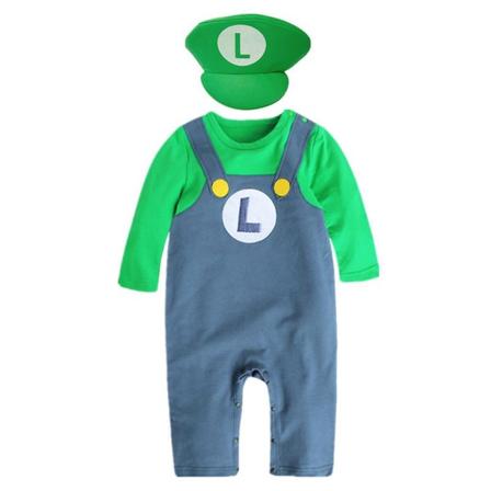 3-24 Kuukauden Vauva Cosplay-juhla Super Mario Bros Asuja Puku Romperi Hyppyasu Puku Hattu Lahjat Green 3-9M