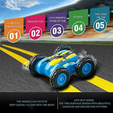 Mini Roll Stuntbil Fjernstyrt Elektrisk Lekebil Dobbeltsidig Kjøring