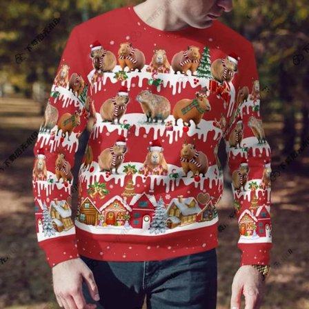 Jouluneule miehille, 3D-digitaaliprintti, pyöreä pääntie, syksy/talvivaatteet - EL1805 - Koko M