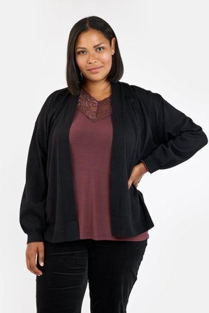 CISO - Langærmet Cardigan - Sort Melange