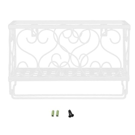 Vægmonteret Metal Vinreol Flaske Champagne Glas Holder Opbevaring Bar Tilbehør med Hylde Hvid