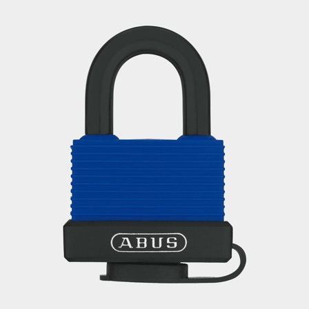 Cadeado ABUS 70IB/50 Aqua Safe, classe 1, com arco em aço inoxidável, Ø9 mm, azul/preto