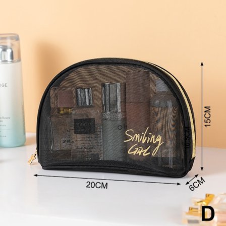Mesh Makeup Bags Black and Heart kosmetikkveske Bærbar glidelås