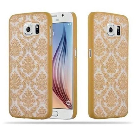 Coque för Samsung Galaxy S6 Housse i GULD Etui Hard Back Case Cover Skydd blommig Paisley Henna