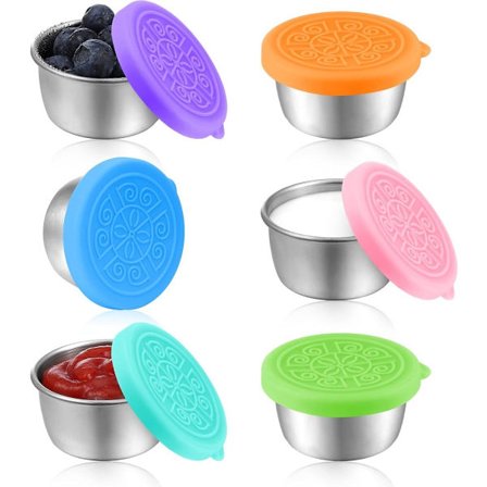 Mini Opbevaringsbeholdere - Snackboks i rustfrit stål - To Go Sæt med 6 Dressingglas 50 ml