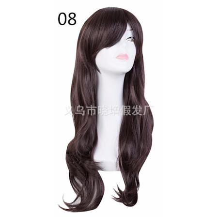 Parukk Lang Krøllete Hårtupper Kostyme Cosplay Parukk 70CM Lang Bølget Hårsett Parukk Cos Anime Parukk (Mørkebrun)
