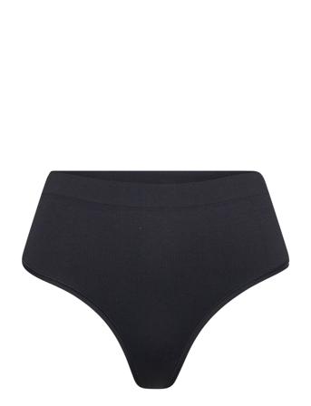 Brief Rib Thong High Seamless Stringtruse Undertøy Svart Lindex