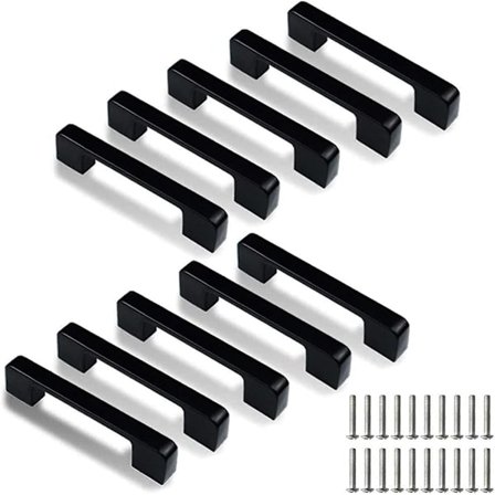 10 Pakk Kvadratiske Dørhåndtak i Rustfritt Stål til Kjøkken med 96 mm Mellomrom (Skruer Inkludert)