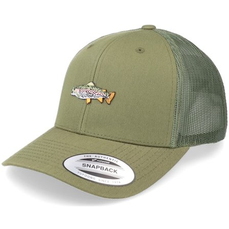Skillfish - Grønn trucker Caps - Rainbow Trout Fish Olive Trucker @ Hatstore