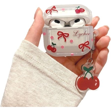 Høretelefonetui til AirPods 4, Dejligt Gennemsigtigt Klart Sløjfe Kirsebæretui Blødt Silikoneetui, AirPods 4 Cover Beskyttende Etui Hud Stødsikker 