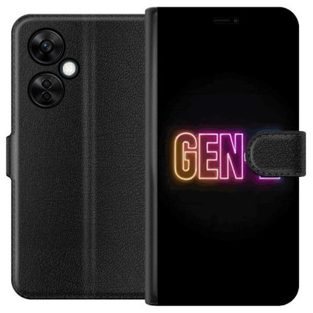 Yhteensopiva Lompakkokotelo OnePlus OnePlus Nord CE 3 Lite Neontext Gen Z värikkäässä valossa tummaa taustaa vasten modernissa digitaalisessa tyyl