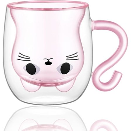 Katt Kaffe Muggar, Dubbelväggig Glas Tekopp, Alla Hjärtans Dag Mors Dag Påsk Jul Presenter till Vän, Födelsedagspresent