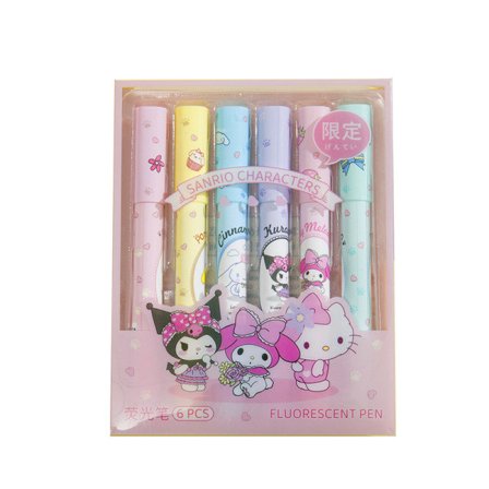 e Sanrio Highlighter 6 Boxet højkvalitets farvepen
